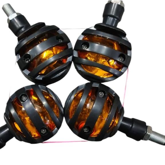 4 pcs Set 12V Universal Motorcycle Grill Turn Signal Lights – Amber LED, Chrome Body, Compatible with Honda, Yamaha, Kawasaki, Sportster 1200, and More View Gallery - Pakistan