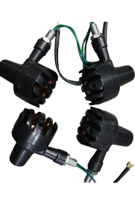 4 pcs Set 12V Universal Motorcycle Grill Turn Signal Lights – Amber LED, Chrome Body, Compatible with Honda, Yamaha, Kawasaki, Sportster 1200, and More View Gallery - Pakistan
