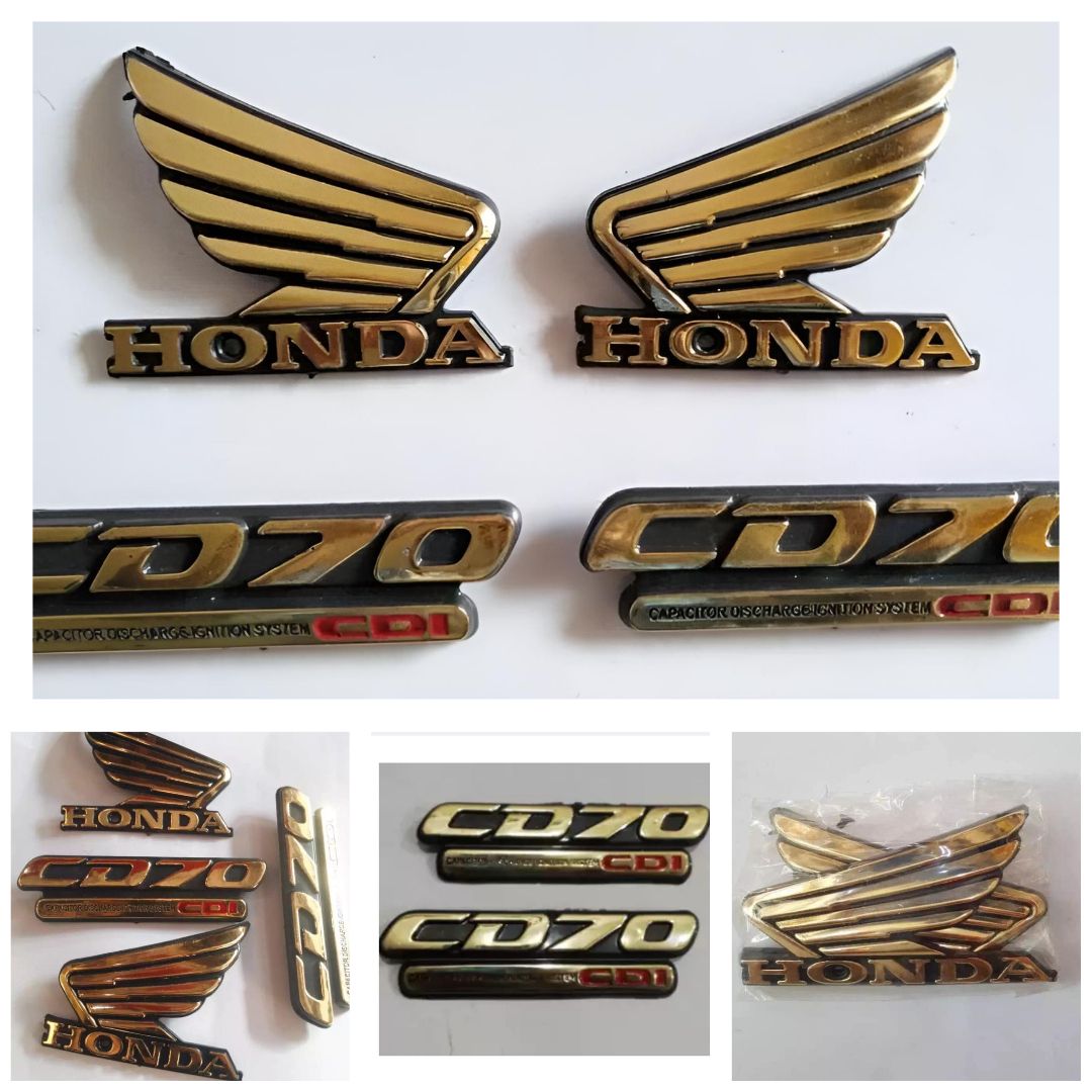 4-Piece Tenki &amp;amp; Tappa Monogram Set for CD70 – Universal Honda Style Badges | Best Quality Mono Set 