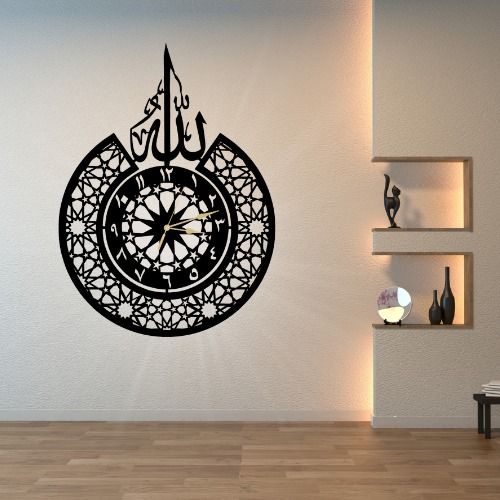 3D Islamic Wooden Wall Clock with 'Allah' Design – Elegant Decorative Clock for Home, Office or Gift – Laser Cut 3mm Lasani Wood – Lightweight, Durable &amp; Stylish View Gallery - Pakistan