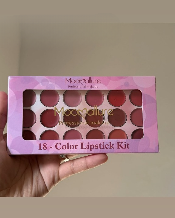 Moccallure Professional 18-Colors Lipstick Kit – Long-Lasting, Hydrating &amp; Compact | Unisex Makeup Set View Gallery - Pakistan