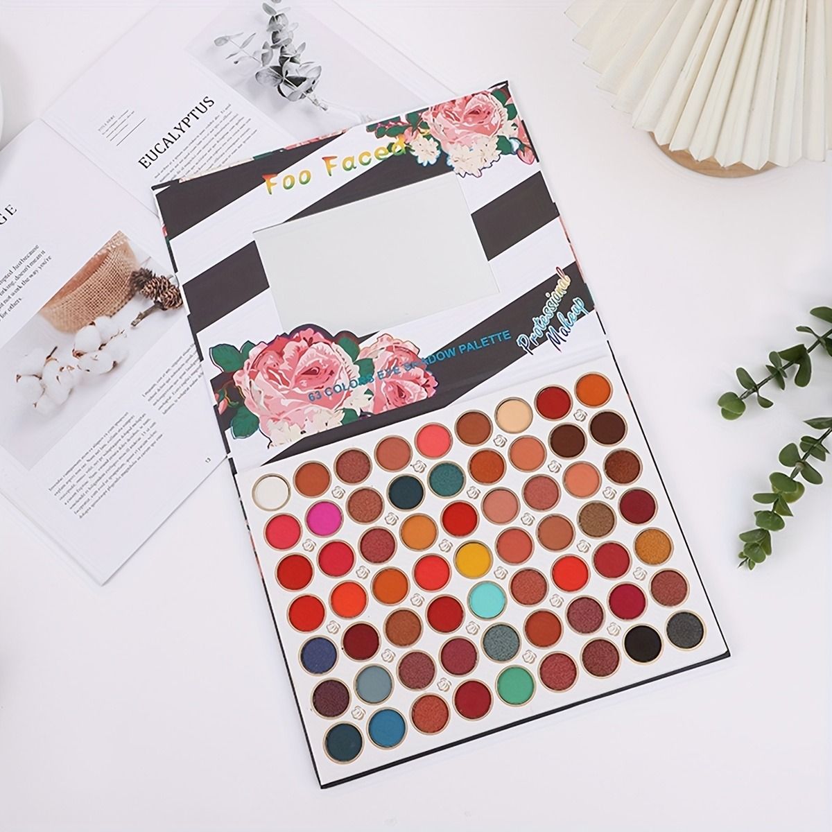 Foo Face 63-Color Eyeshadow Palette – Matte, Shimmer &amp;amp; Glitter Shades for All Looks