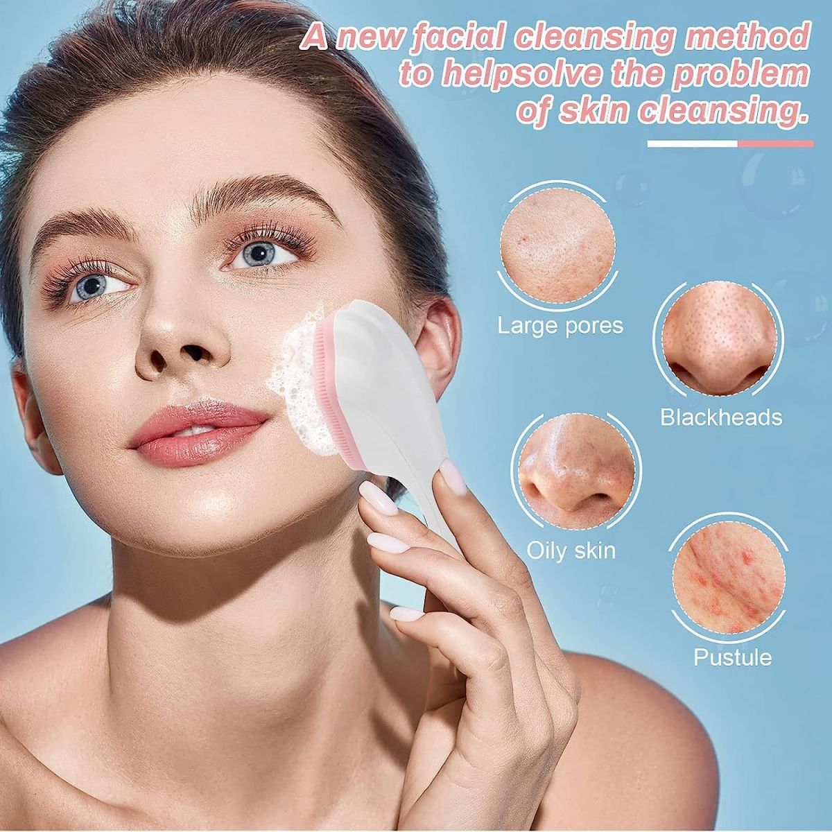 1 pcs Silicone Face Scrubber Exfoliating Brush, Manual Handheld Massager, Facial Cleansing and Blackhead Scrubber, Soft Bristles for Face Skincare (Random Color) View Gallery - Pakistan