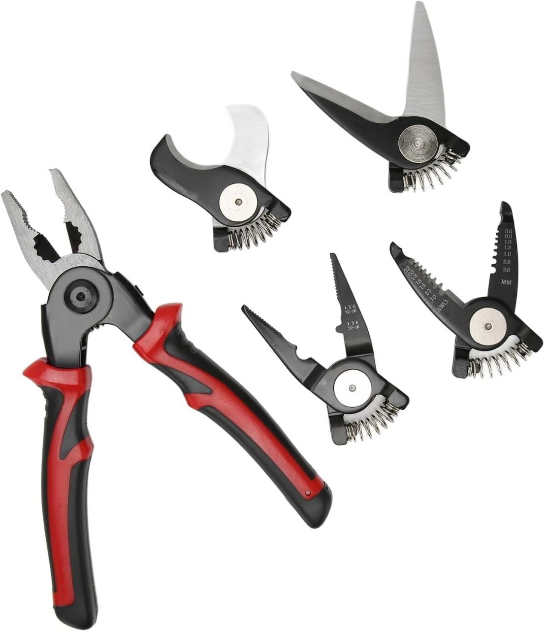 5 in 1 Portable Tool Steel Wire Cutters, 5 Replaceable Heads, Anti Slip TPR Handle, Combination Pliers for Leather Plastic Thin Metal Cutting, Bending, Trimming View Gallery - Pakistan
