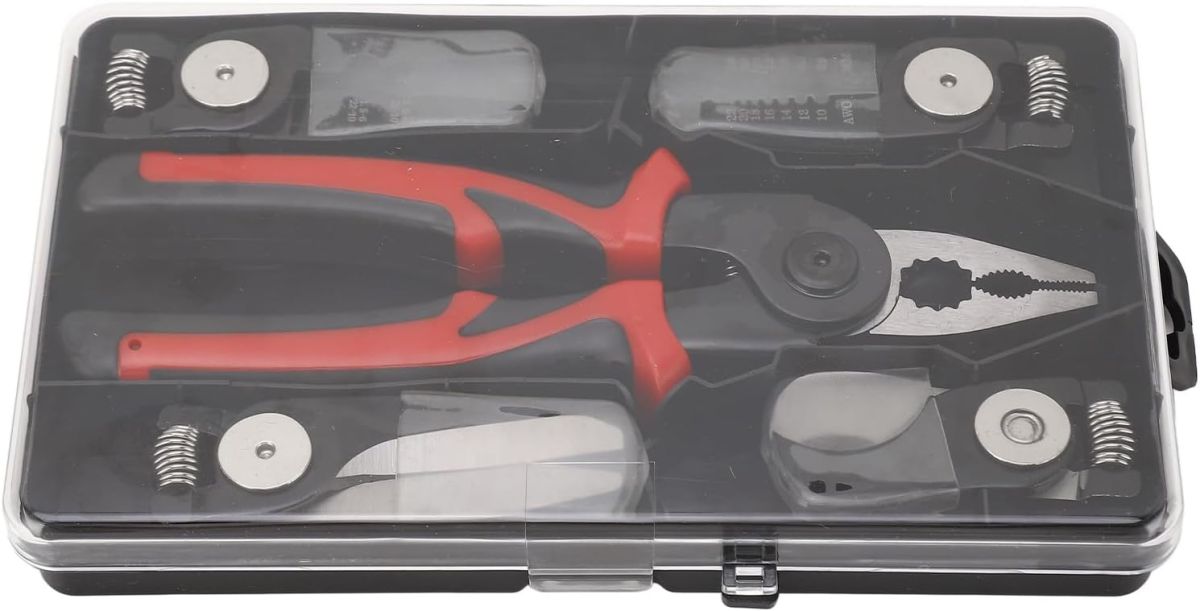 5 in 1 Portable Tool Steel Wire Cutters, 5 Replaceable Heads, Anti Slip TPR Handle, Combination Pliers for Leather Plastic Thin Metal Cutting, Bending, Trimming View Gallery - Pakistan