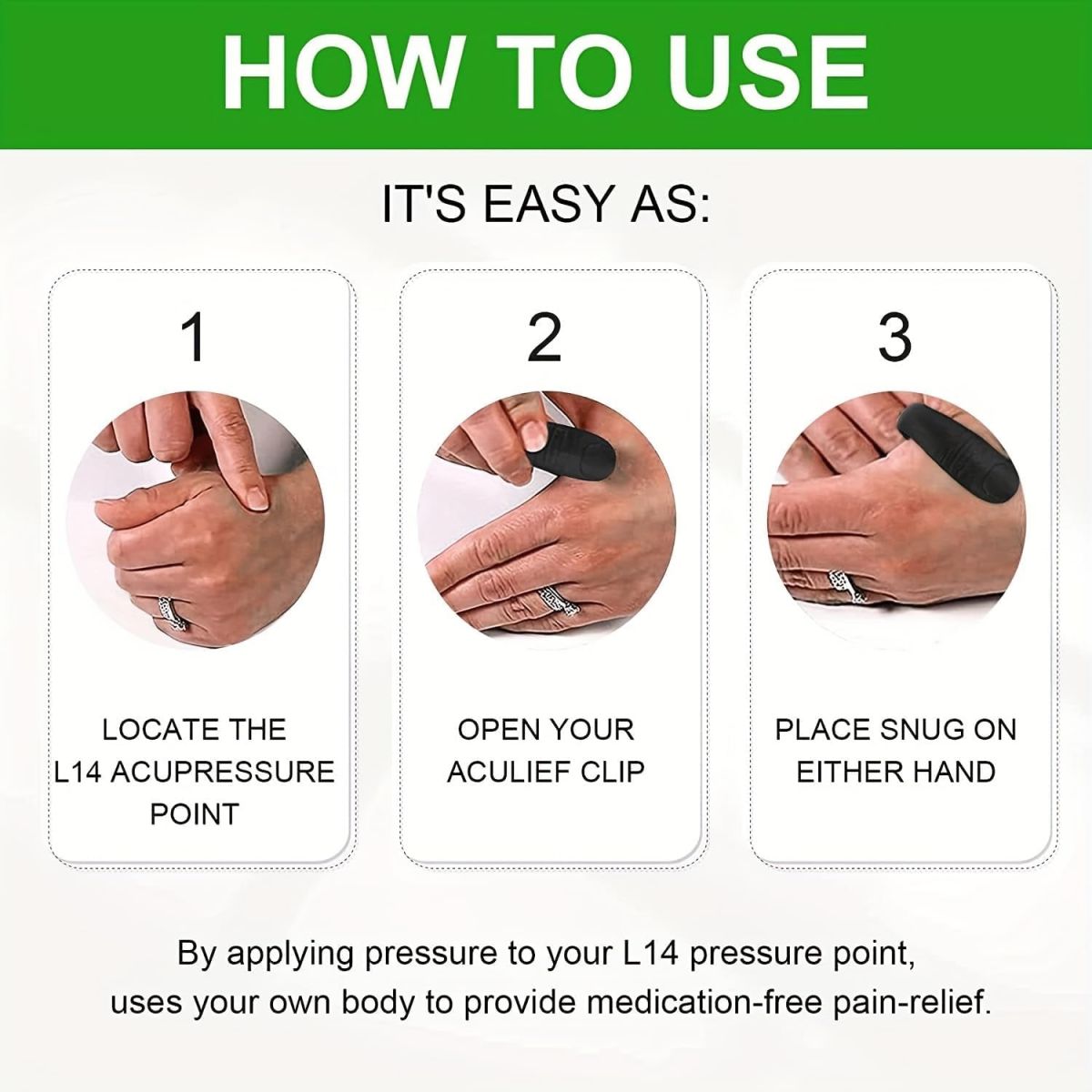 Original - Sugar Control LI4 Acupressure Point Clip Wearable – Supporting Acupressure Relaxation, Stress Alleviation, Tension Relief and Headache Relief Hand Clip Migraine Pressure Point Clip View Gallery - Pakistan