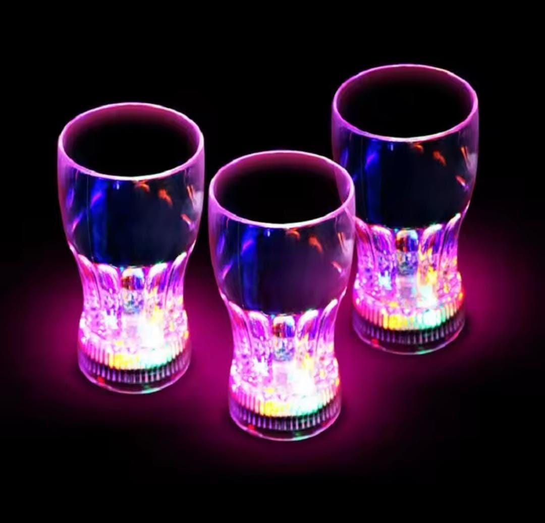 Plastic LED Flashing Cup LED Light up Beer Cup Water Hanging Glass Cup for Wedding Party - 1pc Plastic LED Lighting Bulb - Decor LED Glowing Plastic Cups Fashing Drink Luminous Lights Cup - 250ml ( With Box )