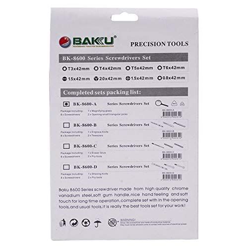 Baku 11 Pcs BK- 8600 Stainless Steel Precision Screwdriver Tool Kit Set For Mobile Laptop Repairing View Gallery - Pakistan