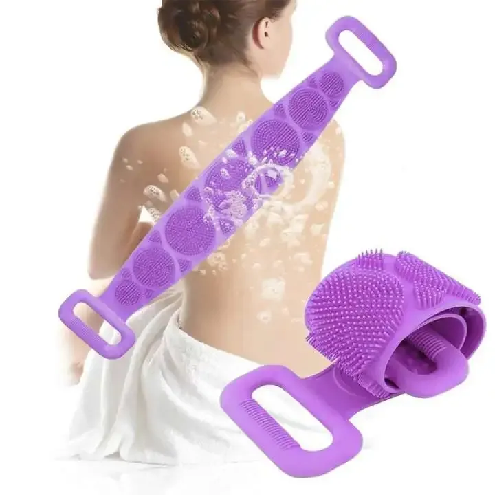 Single Side Bath Towel Scrubber ( Random Color ) | Silicone Scrubber View Gallery - Pakistan