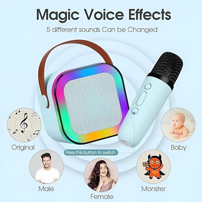 K12 Wireless Audio Microphone Bluetooth Speaker Portable Stereo Speaker Bluetooth Speaker Karaoke Speaker with Mic (random color) View Gallery - Pakistan