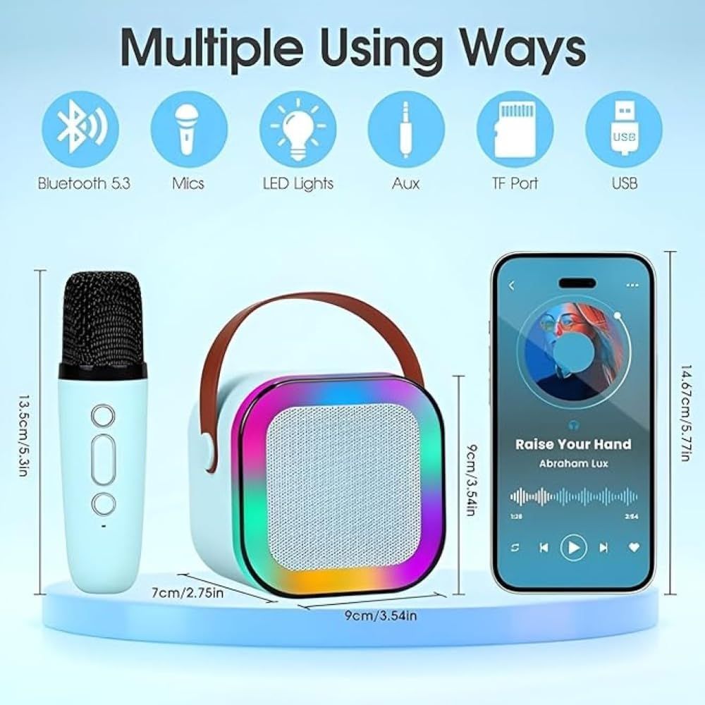 K12 Wireless Audio Microphone Bluetooth Speaker Portable Stereo Speaker Bluetooth Speaker Karaoke Speaker with Mic (random color) View Gallery - Pakistan