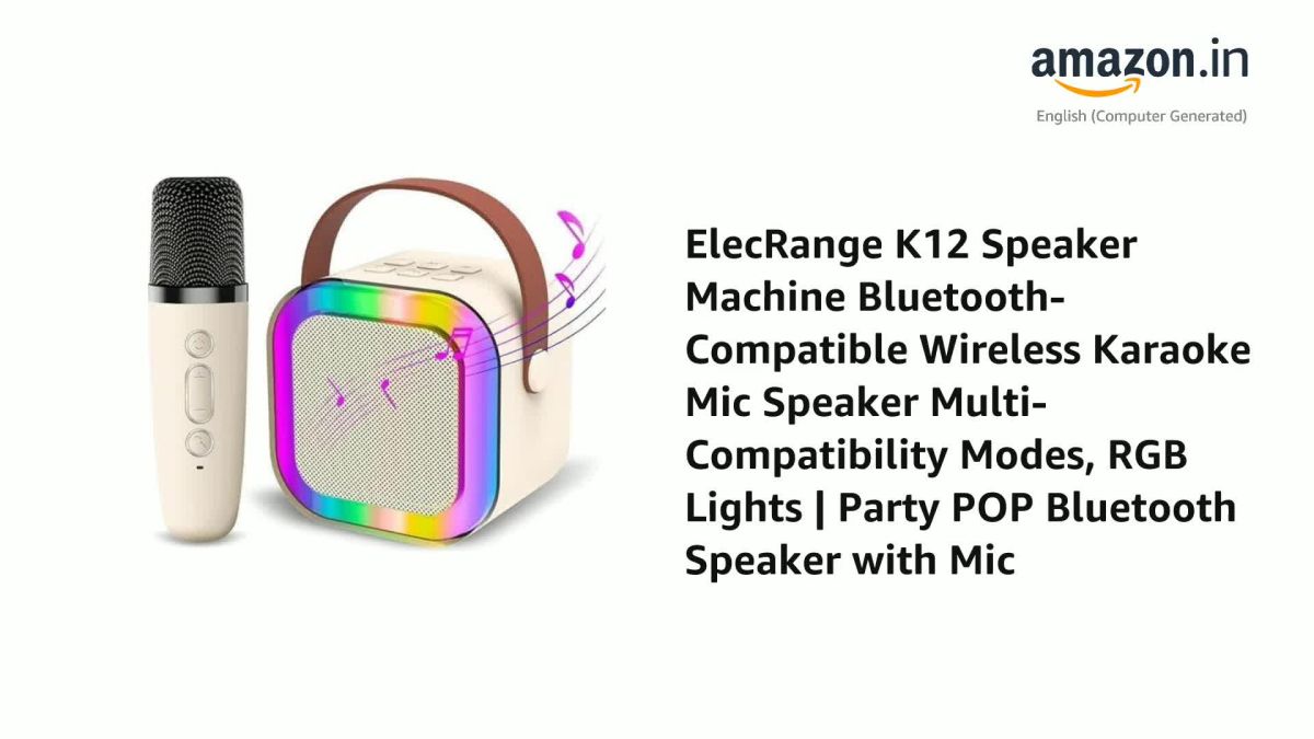 K12 Wireless Audio Microphone Bluetooth Speaker Portable Stereo Speaker Bluetooth Speaker Karaoke Speaker with Mic (random color) View Gallery - Pakistan