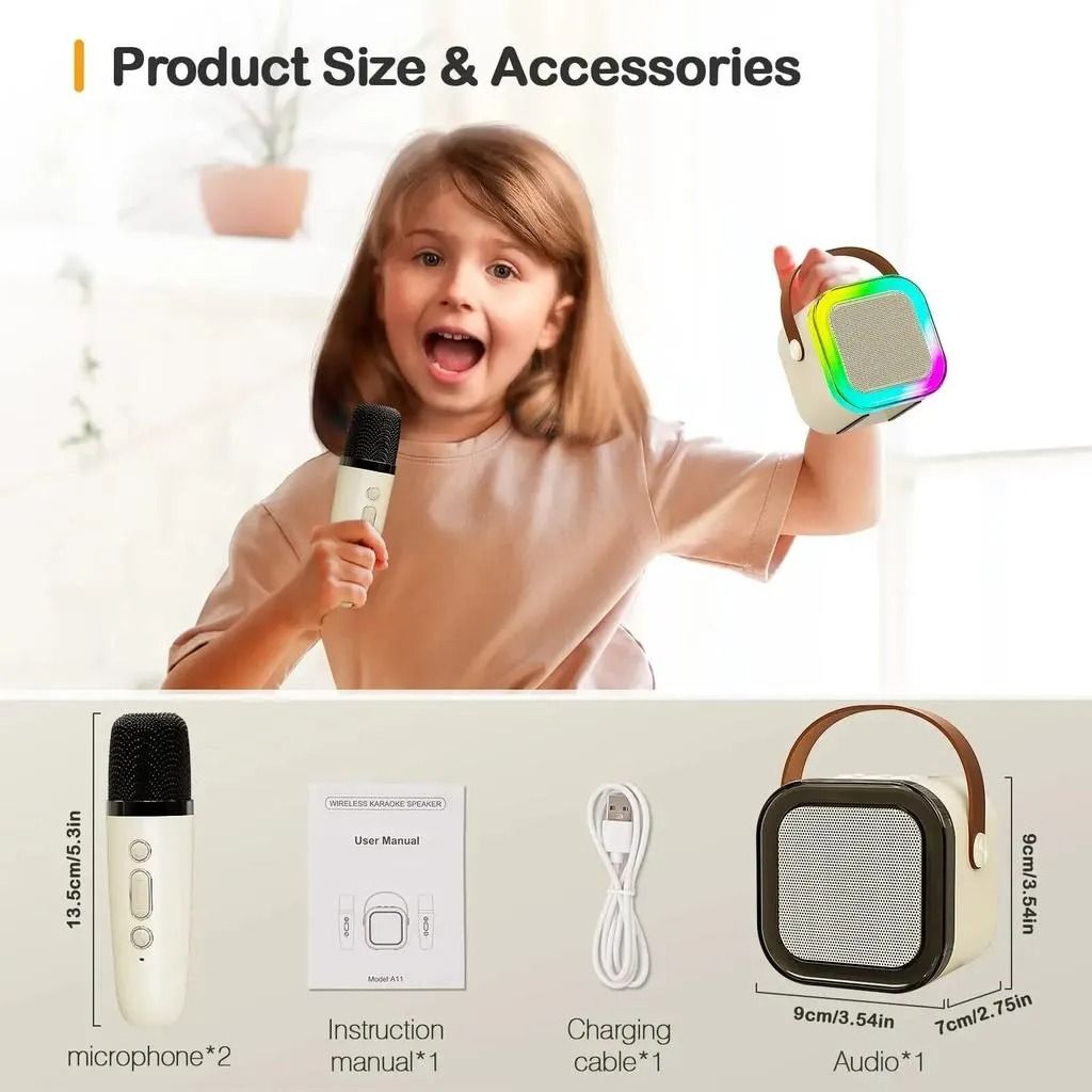 K12 Wireless Audio Microphone Bluetooth Speaker Portable Stereo Speaker Bluetooth Speaker Karaoke Speaker with Mic (random color) View Gallery - Pakistan
