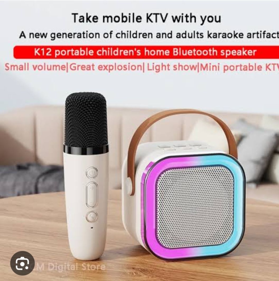K12 Wireless Audio Microphone Bluetooth Speaker Portable Stereo Speaker Bluetooth Speaker Karaoke Speaker with Mic (random color) View Gallery - Pakistan