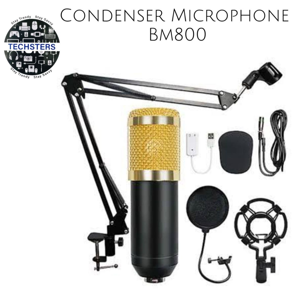 3.1 Professional Condenser Microphone - Podcast Mic Set Condenser Microphone With Rechargeable Auxiliary Background For Karaoke Singing, Youtube Recording Mic Set For Youtube | Mic Kit View Gallery - Pakistan