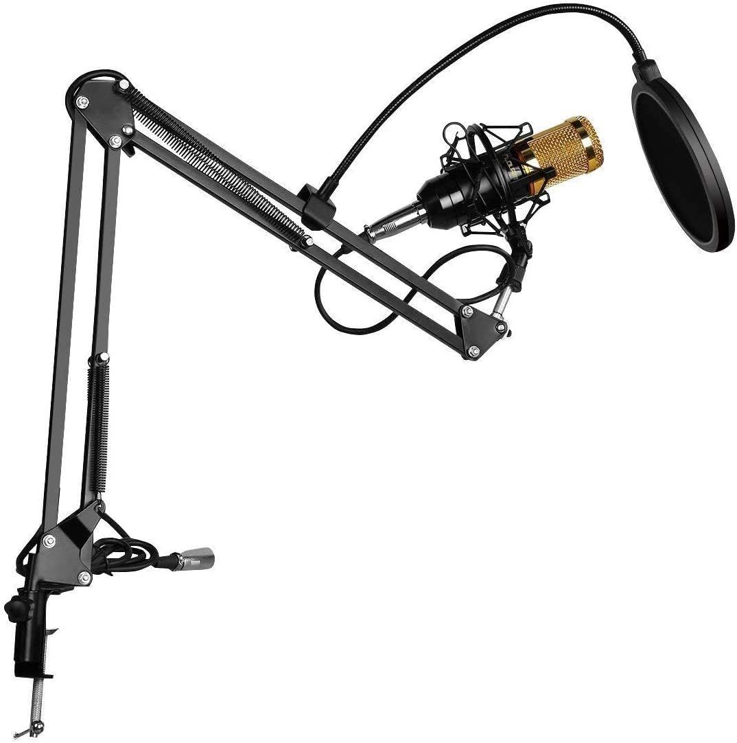 3.1 Professional Condenser Microphone - Podcast Mic Set Condenser Microphone With Rechargeable Auxiliary Background For Karaoke Singing, Youtube Recording Mic Set For Youtube | Mic Kit View Gallery - Pakistan