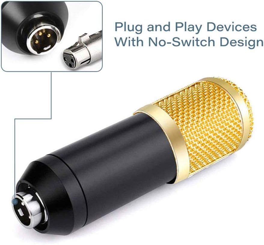 3.1 Professional Condenser Microphone - Podcast Mic Set Condenser Microphone With Rechargeable Auxiliary Background For Karaoke Singing, Youtube Recording Mic Set For Youtube | Mic Kit View Gallery - Pakistan