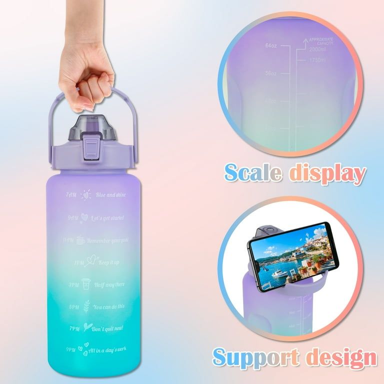 Sports Water Bottles 3 Pcs Set with Motivational Time Marker &amp; Leak Proof Flip Top Lid  (random color) View Gallery - Pakistan