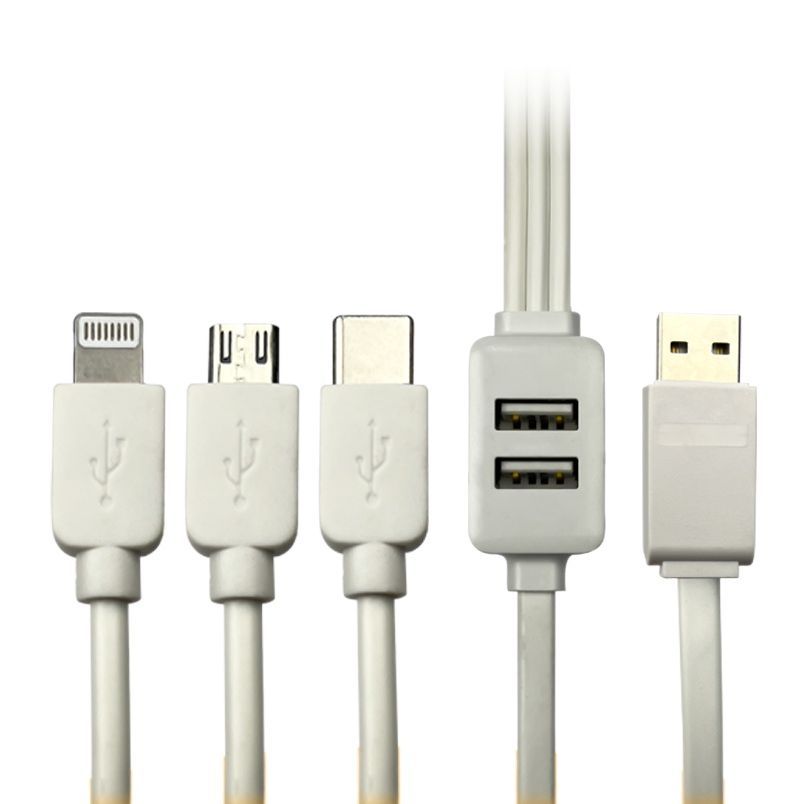 Vizo 5-in-1 Fast Data Cable Safety Fast Charging 5 in 1 USB Port 3 plugs and 2 USB ports Fast Data Cable View Gallery - Pakistan