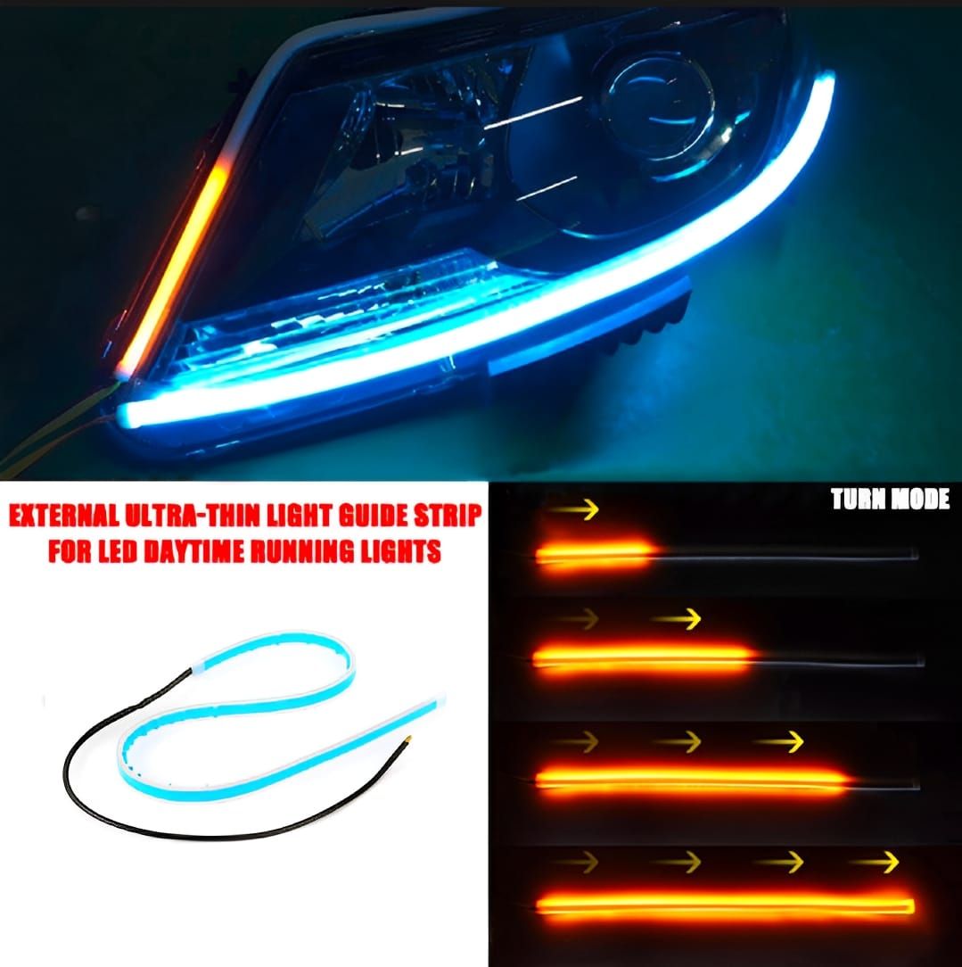 2 Pcs White Color Audi-Style Flexible 60 cm Headlight DRL Light Strips with Running Indicators View Gallery - Pakistan