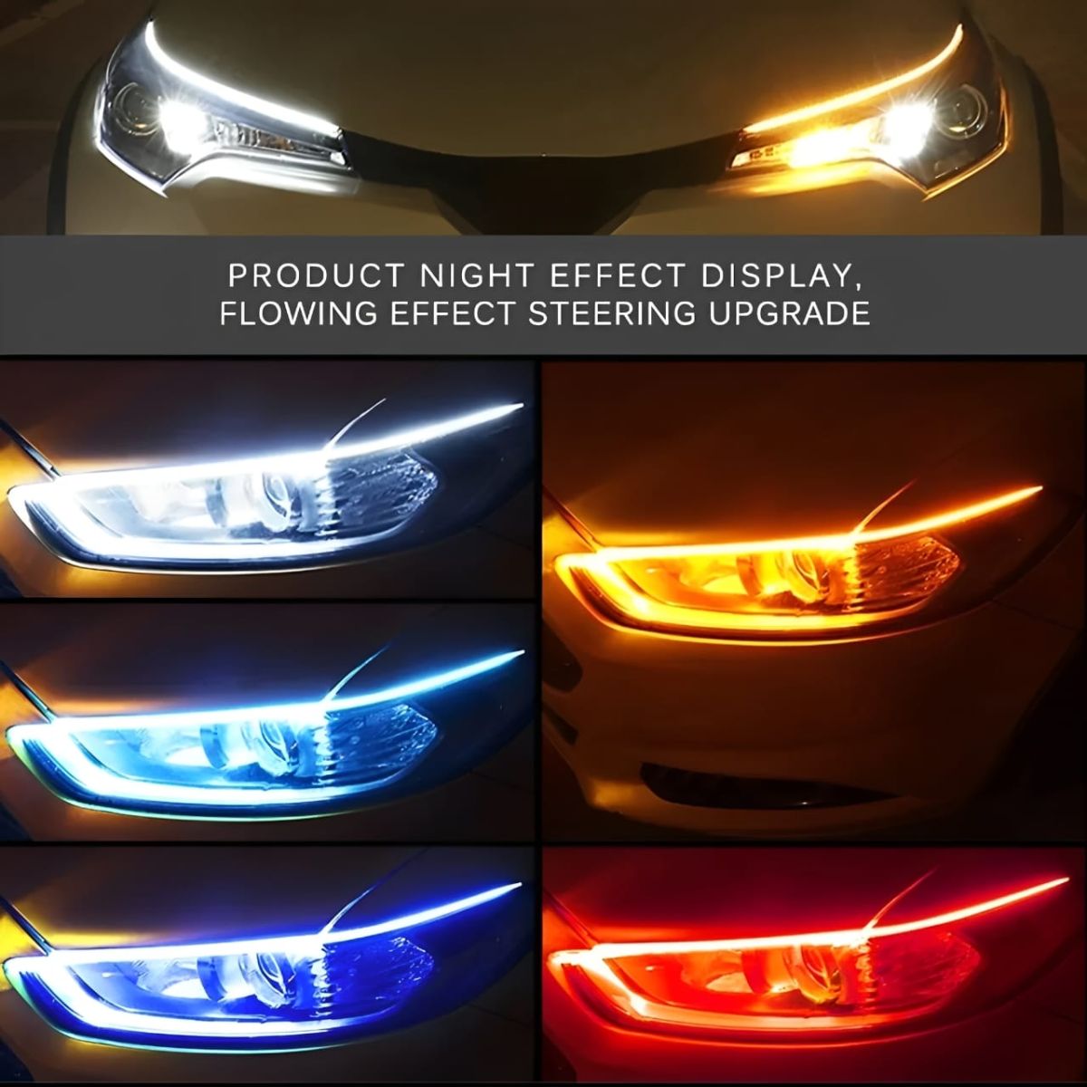 2 Pcs White Color Audi-Style Flexible 60 cm Headlight DRL Light Strips with Running Indicators View Gallery - Pakistan