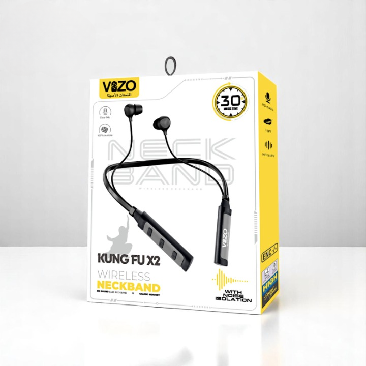 Vizo Kung Fu X2 Wireless Neckband - Best Quality Neckband - Wireless Neckband ( Random Color ) View Gallery - Pakistan