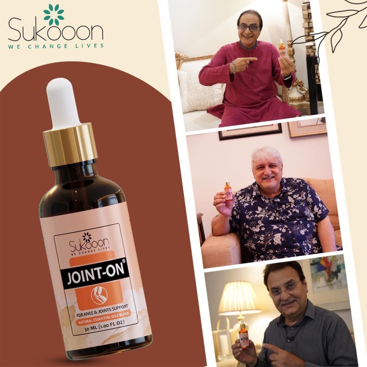 Sukoon Joint On Essential Oil Blend For Pain in Joints, Back Pain, Arthritis Pain, Knee Pain, Tennis Elbow, Strains and Sprains - 30ml View Gallery - Pakistan