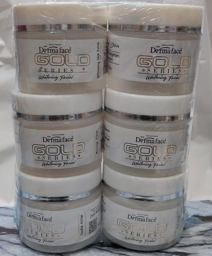 Derma Face Gold Series Whitening Facial 6 steps Whitening And Glowing Facial Kit View Gallery - Pakistan