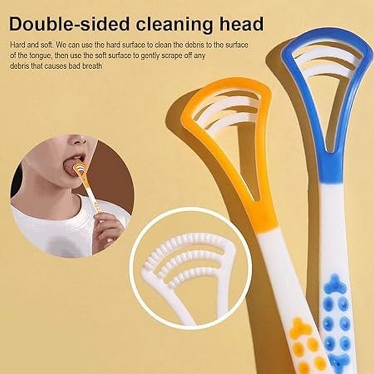1 Piece Tongue Scraper | Tongue Cleaner | Double Head Tongue Cleaner | Reduce Bad Breath (random color) View Gallery - Pakistan
