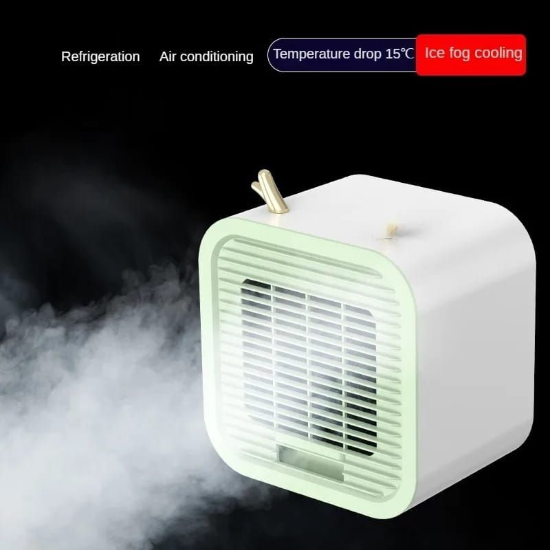 Portable Desktop Air Conditioning Fan | Three Gears Adjustable Strong Cold Air Fast Cooling USB Fan for Indoor Rechargeable (Random Colour) View Gallery - Pakistan