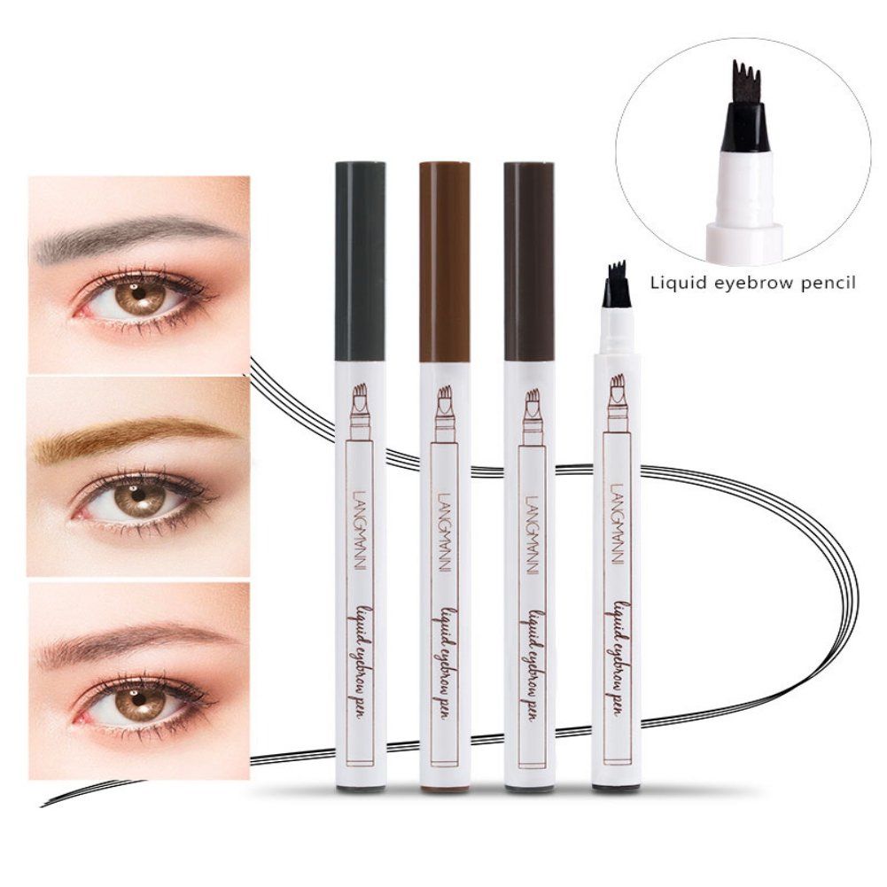 1 Piece 4 Tip Eyebrow Pen | Waterproof Tattoo Tint Fine Sketch Liquid Eyebrow Pencil | Creates Natural Makeup Effect View Gallery - Pakistan