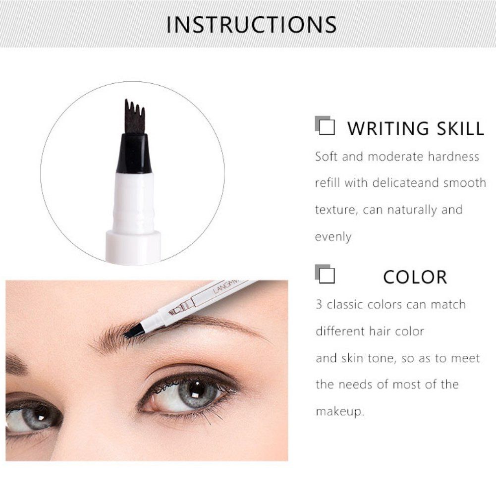 1 Piece 4 Tip Eyebrow Pen | Waterproof Tattoo Tint Fine Sketch Liquid Eyebrow Pencil | Creates Natural Makeup Effect View Gallery - Pakistan