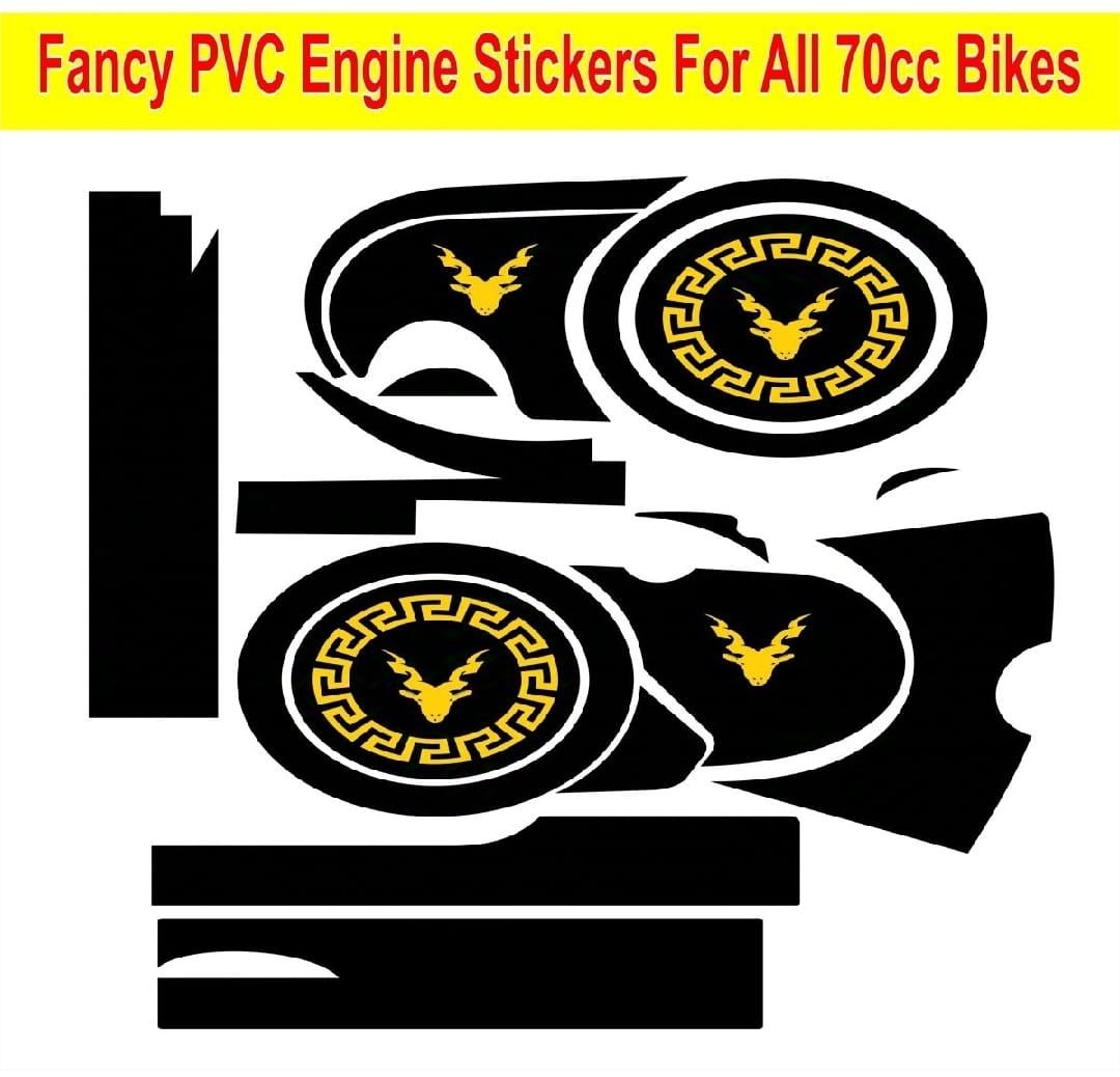 CD70 Engine Sticker Kit for Motorcycle – Black Color, (Sticker Only) View Gallery - Pakistan