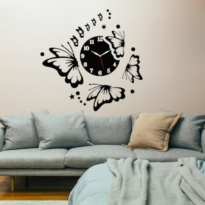 3d Butterfly wall clock | Wooden Wall Clock | Wall Art for Home Decor | Wooden Wall Art View Gallery - Pakistan