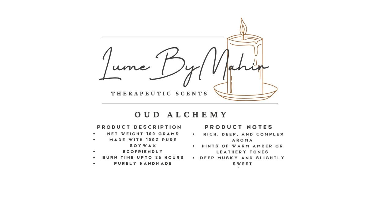 Oud Alchemy Candle | Every Flicker Tells a Tale – Handmade Amber &amp; Musk Soy Wax Candle - 100gram View Gallery - Pakistan