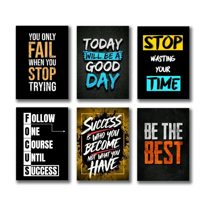 set of 6 Motivational wooden canvas frames for wall decore / sticky phototiles frames View Gallery - Pakistan