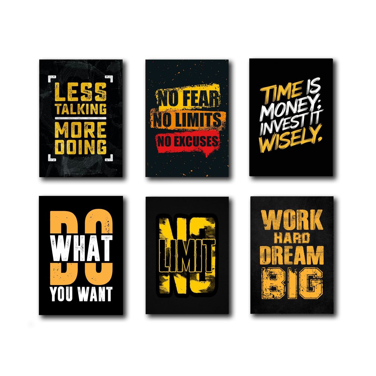 Pack of 6 Motivational quotes sticky wooden canvas frames for wall decore / motivation sticky phototiles for office and room wall decoration View Gallery - Pakistan