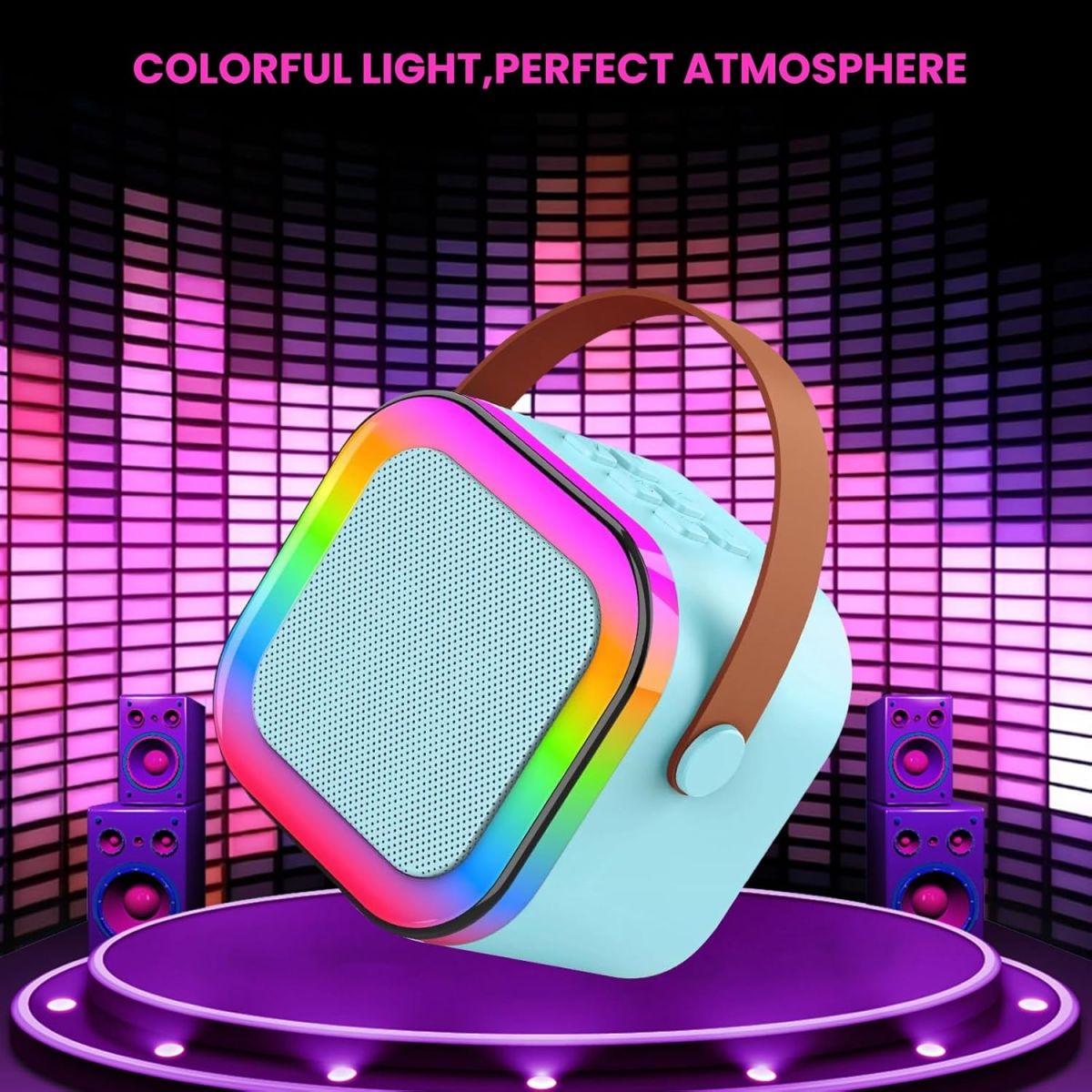 Portable Bluetooth Karaoke Speaker with RGB Lights &amp;amp; Controllable Battery – Mini Loud Speaker for Kids, Girls, and Boys | Perfect Gift for Family Parties and Karaoke Fun ( Without Mic )