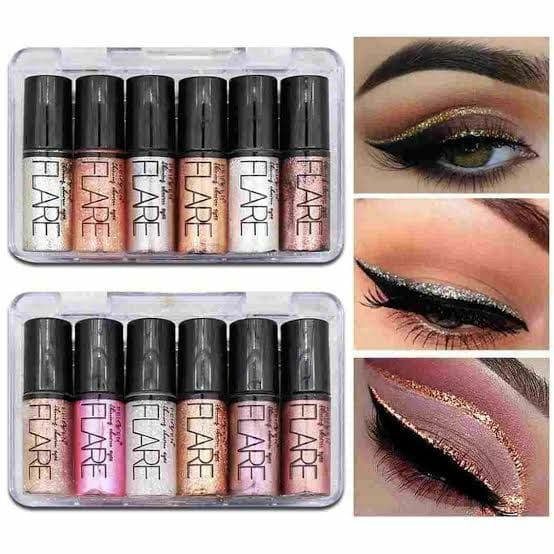 Pack of 6 Mocallure Metallic Shiny Waterproof Glitter Eyeshadow Liquid Eyeliner (Random Color)