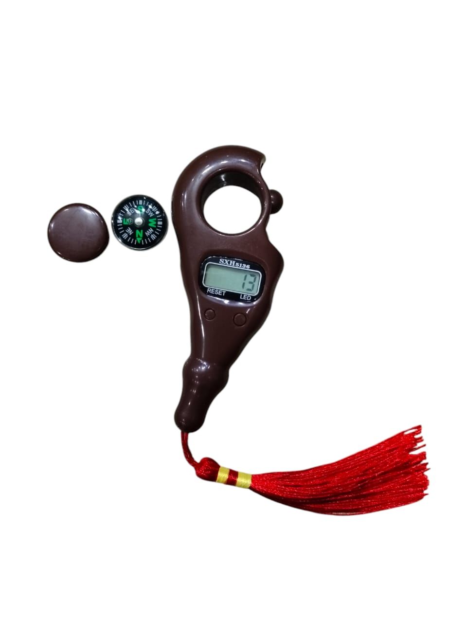 Digital Counter with Qibla Compass and Rotating Prayer Beads Portable Finger Tasbeeh Japa (random color) View Gallery - Pakistan