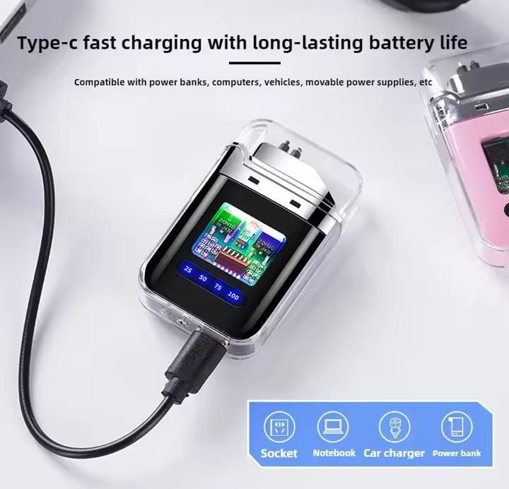Electric Lighter - Charging Lighter Creative Personality - Cigarette Lighter | Electric Rechargeable Cigarette Lighter ( Random Color ) View Gallery - Pakistan