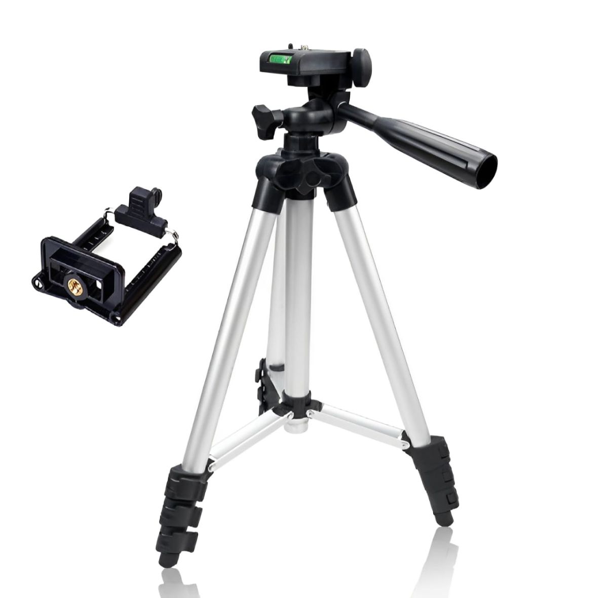 Pack Of 03 3.5 Feet Adjustable Tripod Stand for Mobile Phones and Cameras with Mobile Holder, Portable DSLR Stand for Vlogging, Universal Silver Model 3110 and Bag View Gallery - Pakistan