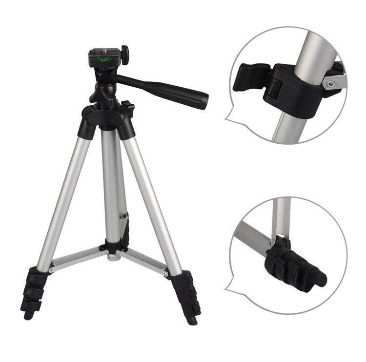 Pack Of 03 3.5 Feet Adjustable Tripod Stand for Mobile Phones and Cameras with Mobile Holder, Portable DSLR Stand for Vlogging, Universal Silver Model 3110 and Bag View Gallery - Pakistan