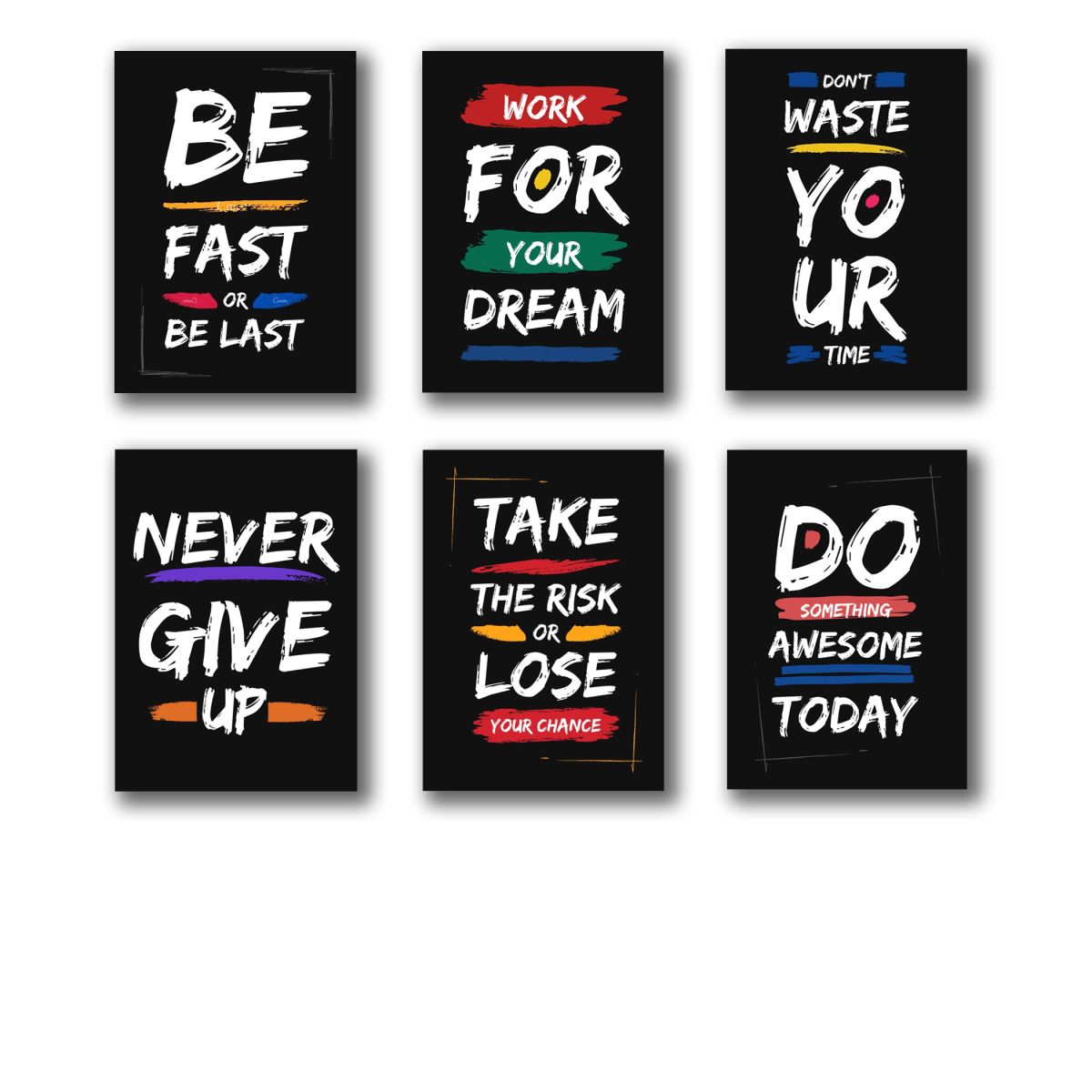 Pack of 6 Motivational sticky wooden frames for wall decore / sticky phototiles View Gallery - Pakistan