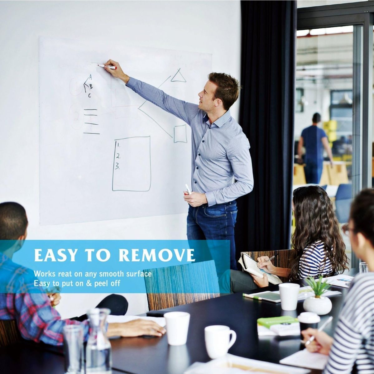 Self-Adhesive Whiteboard Wall Decal Sticker | Strong &amp; Durable Dry Erase Wall Paper | Message Board Peel Stick White Board with 1 Marker for Kids Drawing View Gallery - Pakistan