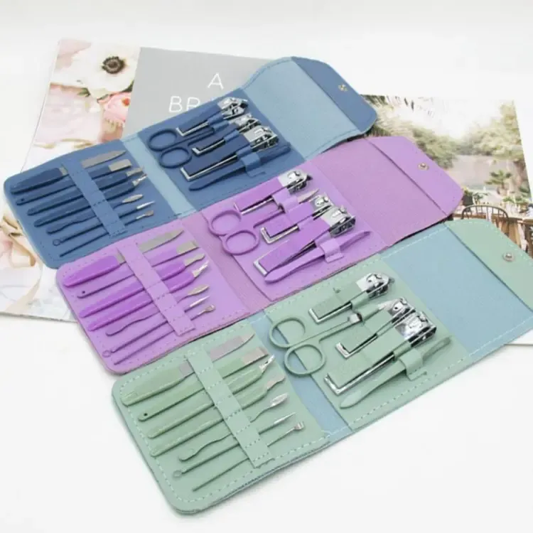 16 in 1 Nail kit Manicure Cutters Nail Clipper Set Household Stainless Steel Ear Spoon Nail Clippers Pedicure Nail Scissors Tool Set (Random Color) View Gallery - Pakistan