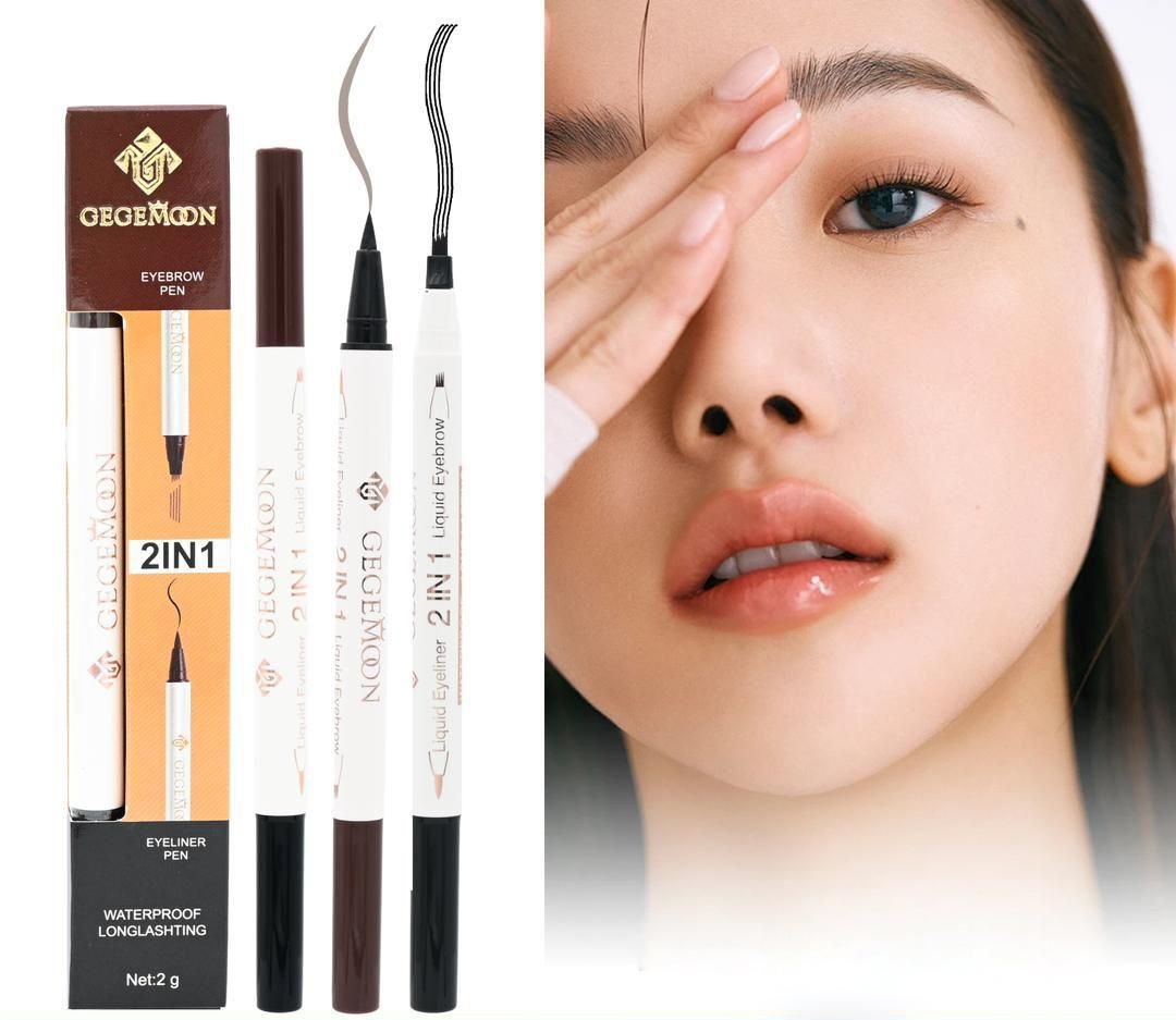 1Pc Gegemoon 1Pcs Waterproof 2 In 1 Long Lasting Liquid Eyeliner &amp; Liquid Eyebrow Pencil View Gallery - Pakistan