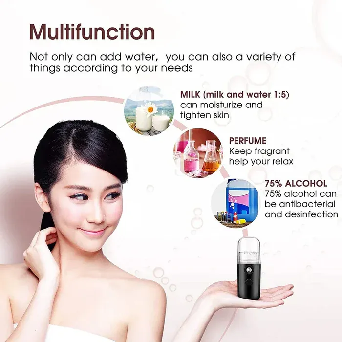 Portable Beauty Instrument Humidifier Easy To Carry  Spray Nano Spray Water Meter Steam Face Cold Spray (30 ml) View Gallery - Pakistan