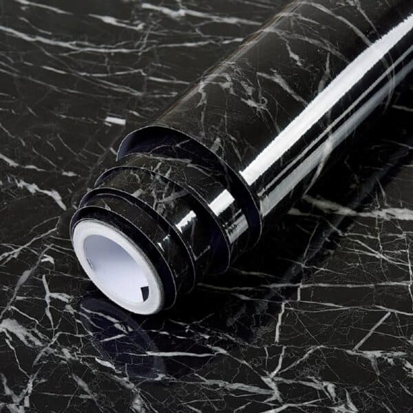 Self-Adhesive Kitchen Marble Sheet- Waterproof Heat Resistant Sheet for Living Room, Bathroom, Kitchen Countertops, Wall – Anti Oil And Heat Resistant Wallpaper Black Sheet ( 60 x 200 Cm ) View Gallery - Pakistan