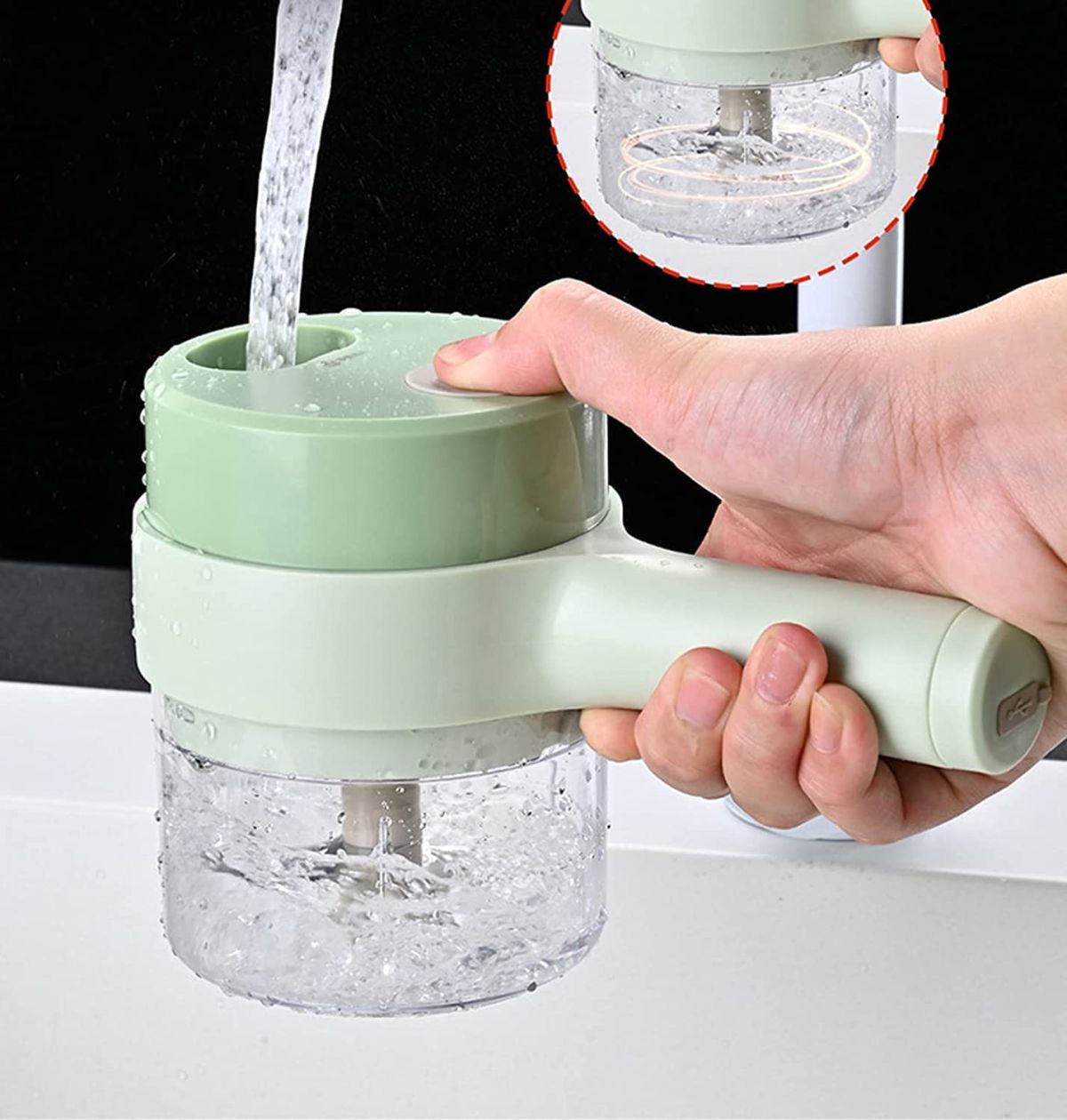5 in 1 Handheld Hammer Electric Vegetable Cutter Set Mini Wireless Food Choppers Garlic Vegetable Chopper Slicer machine ( Random Color ) View Gallery - Pakistan